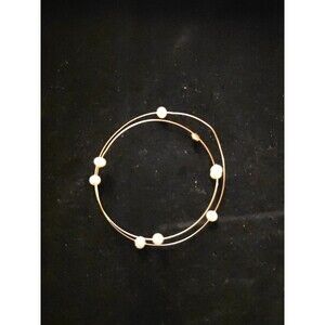 14k 585 Yellow Gold Bracelet with Faux Beaded Gold Colored Pearls